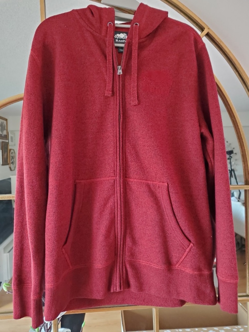 Roots Organic Original Full Zip Hoodie Red (Men S/Women's M)